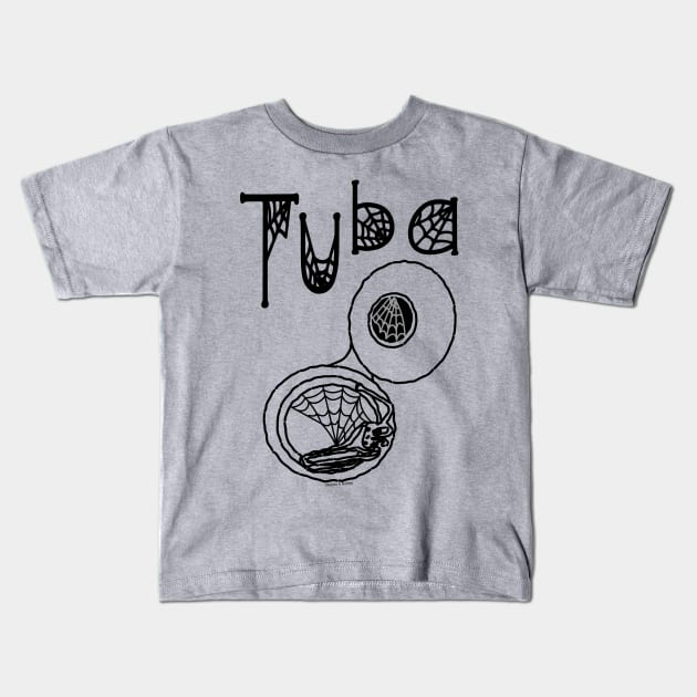 Tuba Halloween Cobwebs Kids T-Shirt by Barthol Graphics